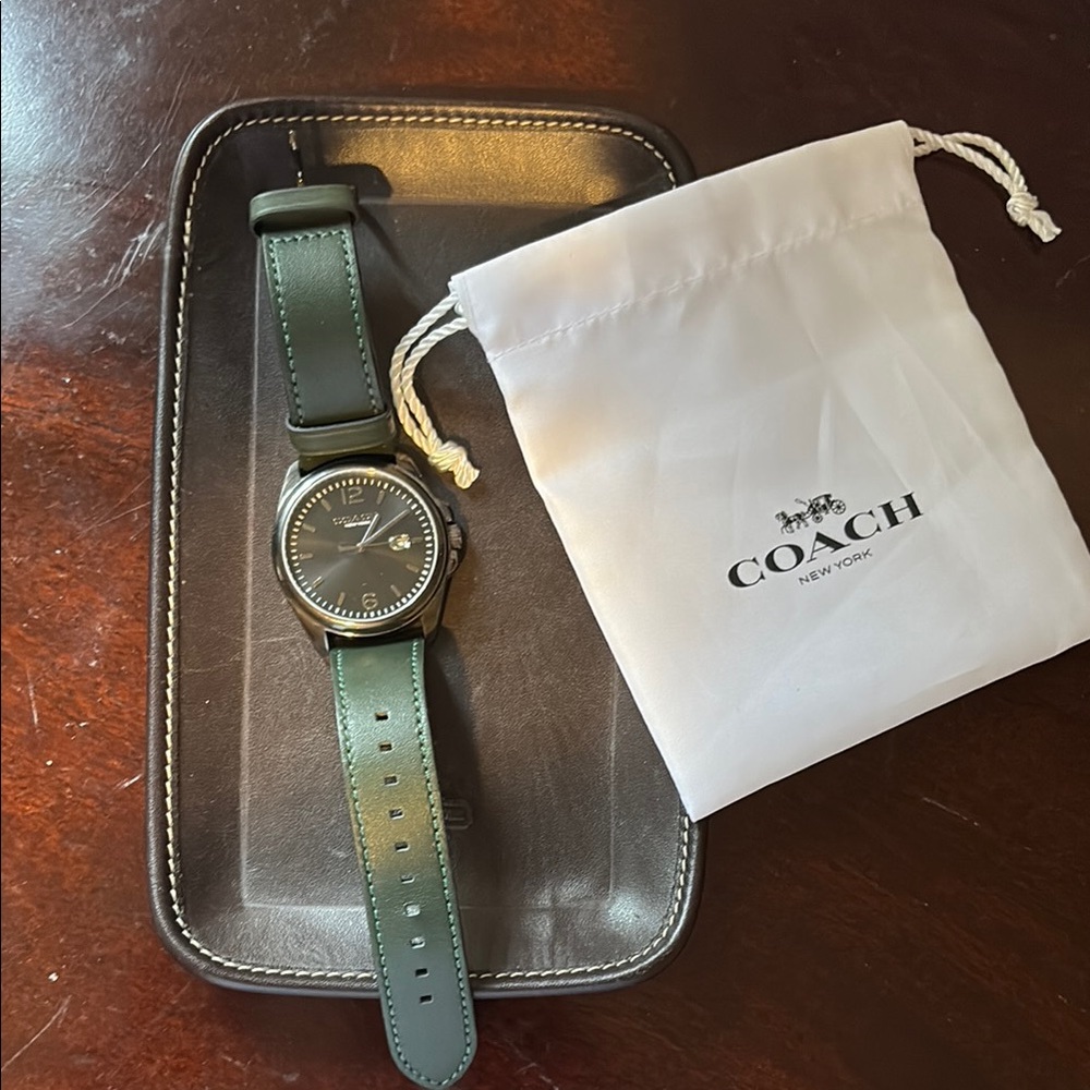 Coach Men's Green Leather Watch